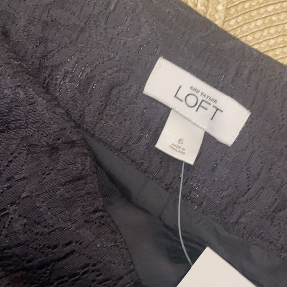 Loft NWT Black w/Sparkle Pencil Skirt Damask Print Size 6 - Picture 4 of 7